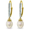 Genuine 8.3 ctw Pearl & Diamond Earrings Jewelry 14KT Yellow Gold - REF-52M7T