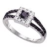 0.55 CTW Princess Black Color Diamond Princess Bridal Ring 10KT White Gold - REF-19M4H