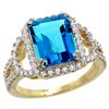 Natural 3.08 ctw swiss-blue-topaz & Diamond Engagement Ring 14K Yellow Gold - REF-106Y3X