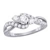 0.88 CTW Diamond 3-stone Bridal Engagement Ring 14KT White Gold - REF-101K9W