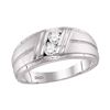 0.33 CTW Mens Diamond 2-Stone Wedding Anniversary Ring 10KT White Gold - REF-67K4W