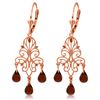 Genuine 3.75 ctw Garnet Earrings Jewelry 14KT Rose Gold - REF-46M7T