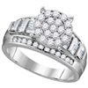 0.97 CTW Diamond Cluster Bridal Engagement Ring 10KT White Gold - REF-64X4Y