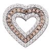 0.76 CTW Cognac-brown Color Diamond Heart Outline Pendant 14KT White Gold - REF-59X9Y