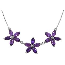 Genuine 4.2 ctw Amethyst Necklace Jewelry 14KT White Gold - REF-58R2P