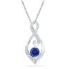 0.09 CTW Created Blue Sapphire Solitaire Diamond Pendant 10KT White Gold - REF-13W4K