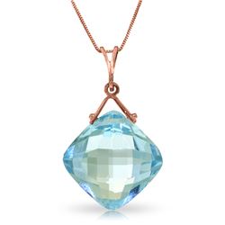 Genuine 8.75 ctw Blue Topaz Necklace Jewelry 14KT Rose Gold - REF-21T4A