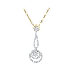 0.75 CTW Diamond Dangling Cluster Pendant 10KT Yellow Gold - REF-63F2N