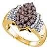Image 1 : 1 CTW Cognac-brown Color Diamond Cluster Ring 10KT Yellow Gold - REF-67X4Y