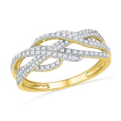 0.50 CTW Diamond Woven Crossover Ring 10KT Yellow Gold - REF-30X2Y