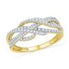Image 1 : 0.50 CTW Diamond Woven Crossover Ring 10KT Yellow Gold - REF-30X2Y