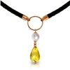 Genuine 7.5 ctw Citrine & Pearl Necklace Jewelry 14KT Rose Gold - REF-52K9V