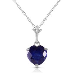 Genuine 1.55 ctw Sapphire Necklace Jewelry 14KT White Gold - REF-20F9Z