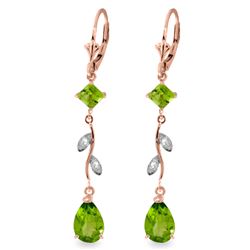 Genuine 3.97 ctw Peridot & Diamond Earrings Jewelry 14KT Rose Gold - REF-44W9Y