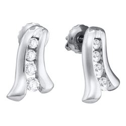 0.30 CTW Diamond Journey Stud Earrings 14KT White Gold - REF-41F9N