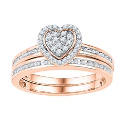 0.25 CTW Diamond Heart Bridal Engagement Ring 10KT Rose Gold - REF-26N9F