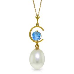 Genuine 4.5 ctw Blue Topaz Necklace Jewelry 14KT Yellow Gold - REF-20T5A