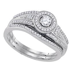 0.38 CTW Diamond Halo Bridal Engagement Ring 10KT White Gold - REF-55W5K