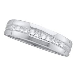 1 CTW Mens Princess Diamond Wedding Ring 14KT White Gold - REF-112H5M