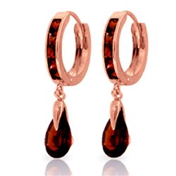 Genuine 4.3 ctw Garnet Earrings Jewelry 14KT Rose Gold - REF-53T8A