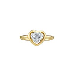 0.05 CTW Diamond Simple Heart Cluster Ring 10KT Yellow Gold - REF-14K9W