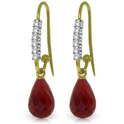 Genuine 17.78 ctw Ruby & Diamond Earrings Jewelry 14KT Yellow Gold - REF-47K5V