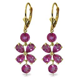 Genuine 5.32 ctw Pink Topaz Earrings Jewelry 14KT Yellow Gold - REF-50W6Y