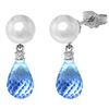 Genuine 6.6 ctw Blue Topaz & Diamond Earrings Jewelry 14KT White Gold - REF-27K6V