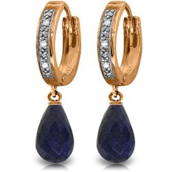 Genuine 6.64 ctw Sapphire & Diamond Earrings Jewelry 14KT Rose Gold - REF-50M2T