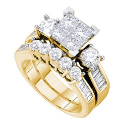 1.5 CTW Princess Diamond Bridal Engagement Ring 14KT Yellow Gold - REF-172K4W