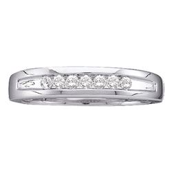 0.25 CTW Mens Channel-set Diamond Single Row Wedding Ring 14KT White Gold - REF-41W9K