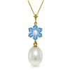 Genuine 4.53 ctw Blue Topaz & Diamond Necklace Jewelry 14KT Yellow Gold - REF-29N7R