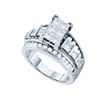 3 CTW Princess Diamond Cluster Bridal Engagement Ring 14KT White Gold - REF-420W2K
