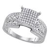 0.30 CTW Diamond Square Cluster Heart Bridal Engagement Ring 10KT White Gold - REF-30W2K