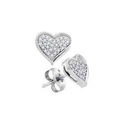 0.20 CTW Diamond Heart Love Earrings 10KT White Gold - REF-20F9N