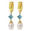 Genuine 9.5 ctw Blue Topaz Earrings Jewelry 14KT Yellow Gold - REF-53V2W