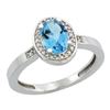 Natural 1.08 ctw Swiss-blue-topaz & Diamond Engagement Ring 14K White Gold - REF-31K3R