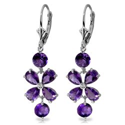 Genuine 5.32 ctw Amethyst Earrings Jewelry 14KT White Gold - REF-50K3V