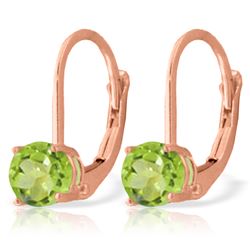 Genuine 1.20 ctw Peridot Earrings Jewelry 14KT Rose Gold - REF-23R2P