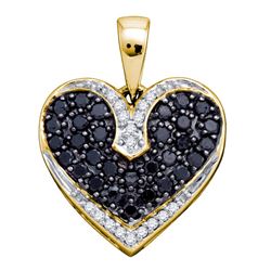 0.51 CTW Black Color Diamond Dainty Heart Pendant 10KT Yellow Gold - REF-22Y4X