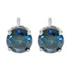 Genuine 1.0 ctw Blue Diamond Earrings Jewelry 14KT White Gold - REF-202A2K