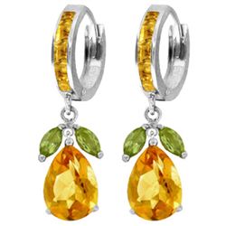 Genuine 14.3 ctw Peridot & Citrine Earrings Jewelry 14KT White Gold - REF-82R9P