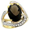 Natural 6.22 ctw smoky-topaz & Diamond Engagement Ring 14K Yellow Gold - REF-134M9H