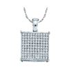 Image 1 : 0.30 CTW Pave-set Diamond Square Cluster Pendant 10KT White Gold - REF-24H2M