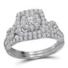 Image 1 : 0.99 CTW Diamond Cluster Bridal Engagement Ring 14KT White Gold - REF-89W9K