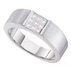 0.50 CTW Mens Princess Diamond Cluster Anniversary Ring 14KT White Gold - REF-75M2H