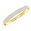 6.01 CTW Princess Diamond Luxury Bangle Bracelet 14KT Yellow Gold - REF-659H8M
