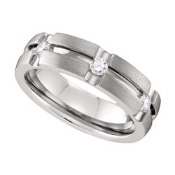 0.23 CTW Mens Diamond Matte-finish Wedding Anniversary Ring 10KT White Gold - REF-59M9H