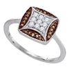 0.25 CTW Cognac-brown Color Diamond Kite Square Cluster Ring 10KT White Gold - REF-22X4Y