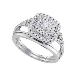 0.33 CTW Diamond Square Halo Bridal Engagement Ring 10KT White Gold - REF-44W9K